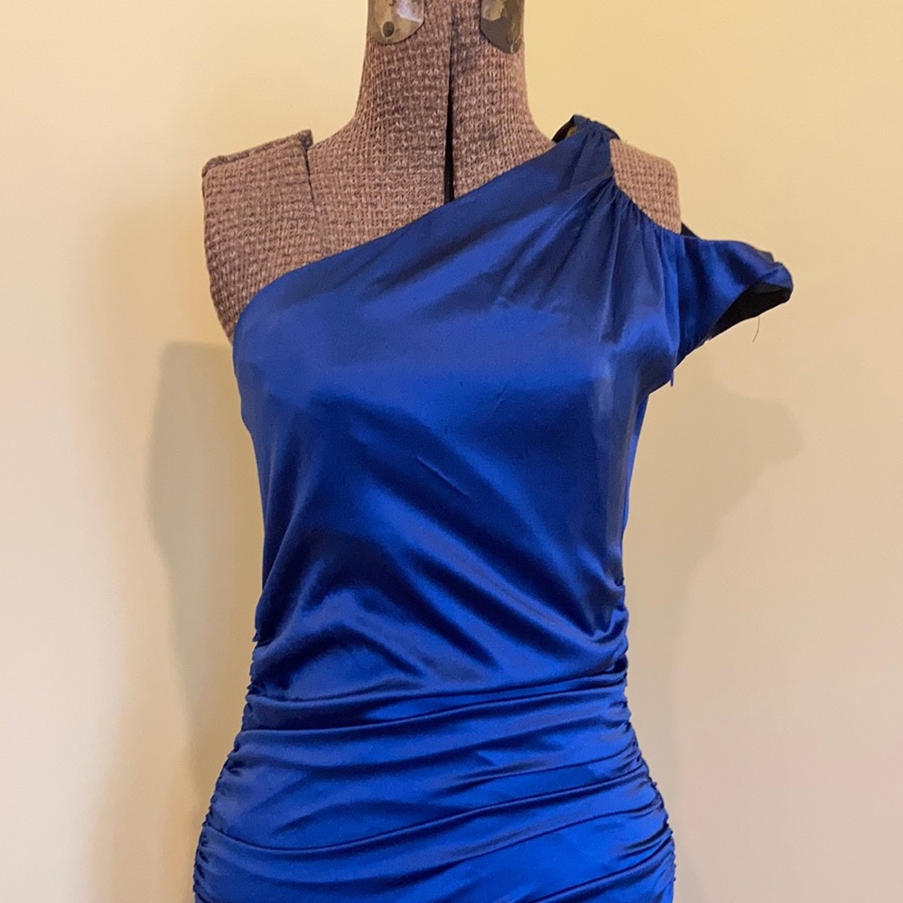 Betsey Johnson One Shoulder Silk Sheath Dress